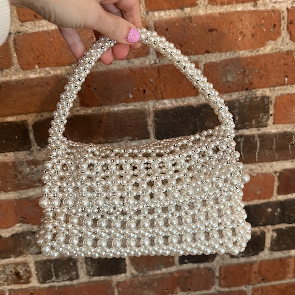 Beaded white Pearl Zara handbag - perfect for your wedding!